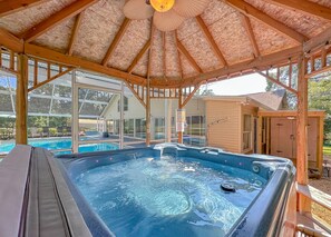 Hot tub on Gazebo with fan and lights