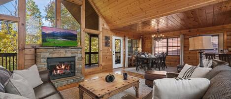Smart TV, fireplace, table football