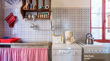 Fridge, oven, dishwasher, coffee/tea maker