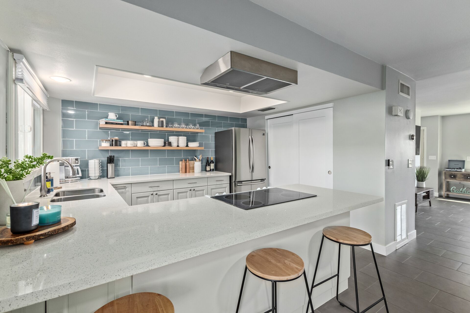 Spacious Kitchen with additional barstool seating.