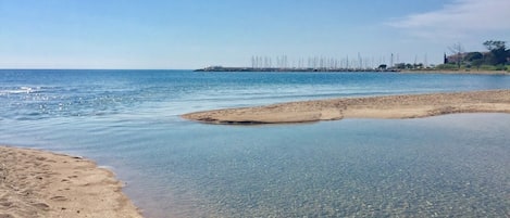 På stranden och strandhanddukar