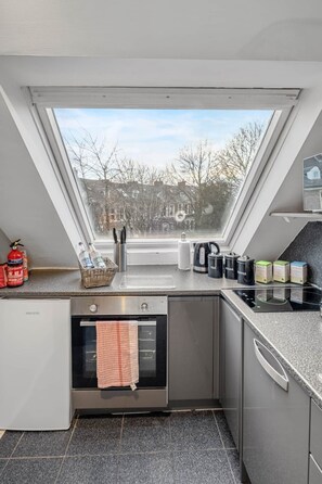 Kühlschrank, Mikrowelle, Ofen, Herdplatte