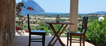 Myrtle apartment on villa with garden facing Tavolara island
