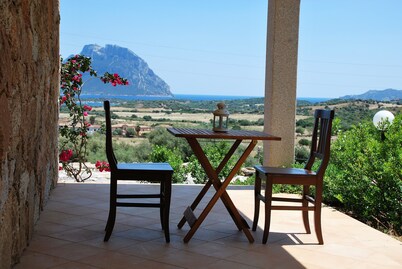 Myrtle apartment on villa with garden facing Tavolara island