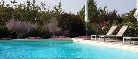 Una piscina al aire libre