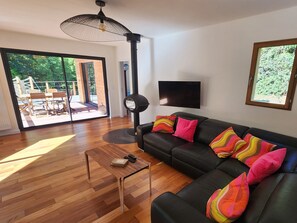 Smart TV, fireplace, ping pong, books