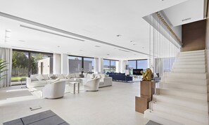 Deluxe Villa | Living area | Smart TV, Netflix, streaming services - WelHome - Extraordinary Giant Water Villa on Nurai Island (Abu Dhabi)