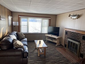 Televisión y chimenea 