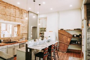 Fridge, microwave, oven, stovetop - Old Bank Building in Quaint Downtown (El Paso)