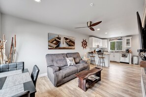 TV, fireplace - CONDO 4-Luxury Loft Retreat in Downtown Sister Bay. (Sister Bay)