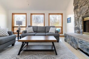 Smart TV, fireplace, video games, foosball