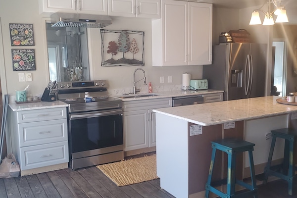 Frigorífico, microondas, horno y placa de cocina