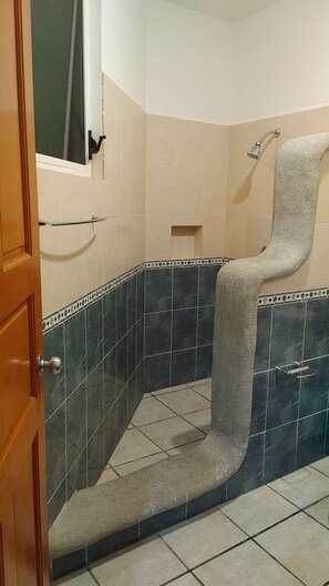 Ducha, toallas, jabón, shampoo