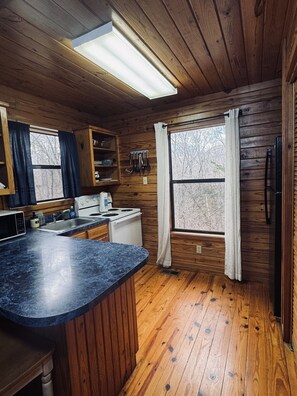 Fridge, microwave, coffee/tea maker, toaster