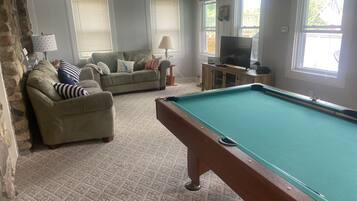 Smart TV, DVD player, books, video library