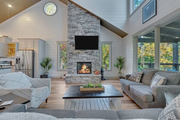 Smart TV, chimenea, videojuegos y reproductor de DVD