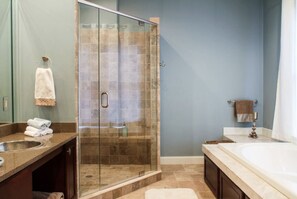 Jetted bath, eco-friendly toiletries, hair dryer, towels