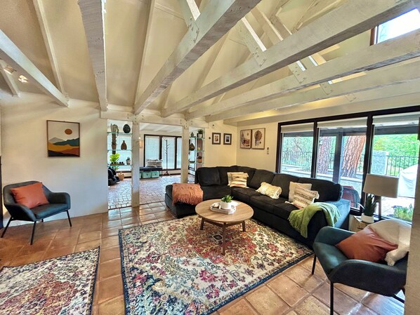 Smart TV, fireplace, video games, table football