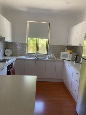 Fridge, microwave, oven, electric kettle