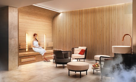 Un sauna, baño turco, masajes