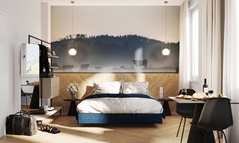 Quarto conforto | Roupas de cama premium, camas Select Comfort, frigobar, escrivaninha