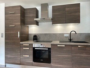 Fridge, microwave, dishwasher