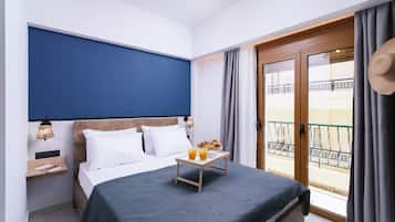 Desk, laptop workspace, blackout curtains, iron/ironing board