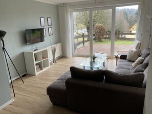 TV, DVD player, table tennis, books