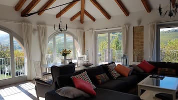 Smart TV, fireplace, DVD player