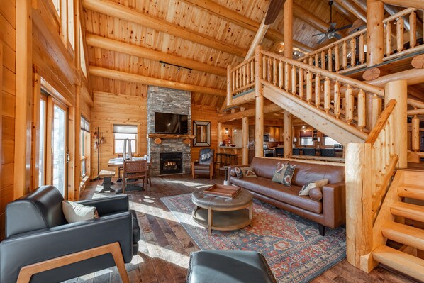 Smart TV, chimenea y reproductor de DVD 