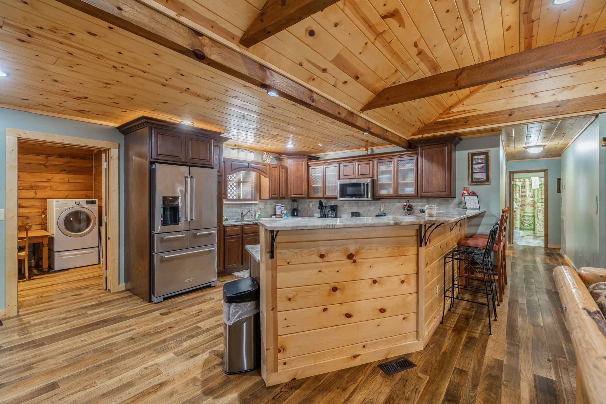 Cabin, Multiple Beds, Hot Tub, Mountain View | Private kitchen | Fridge, oven, stovetop, dishwasher