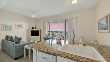 Premier Apartment, Balcony, Bay View | Living area | 32-inch LED TV with digital channels, TV
