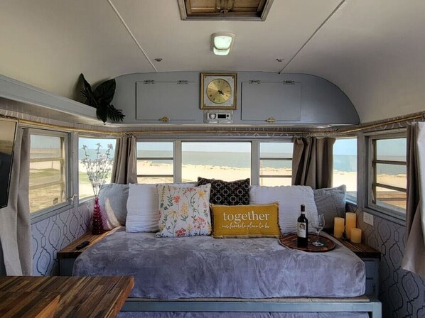 1 bedroom, desk, iron/ironing board, travel cot