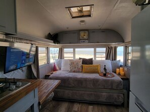 1 bedroom, desk, iron/ironing board, travel cot