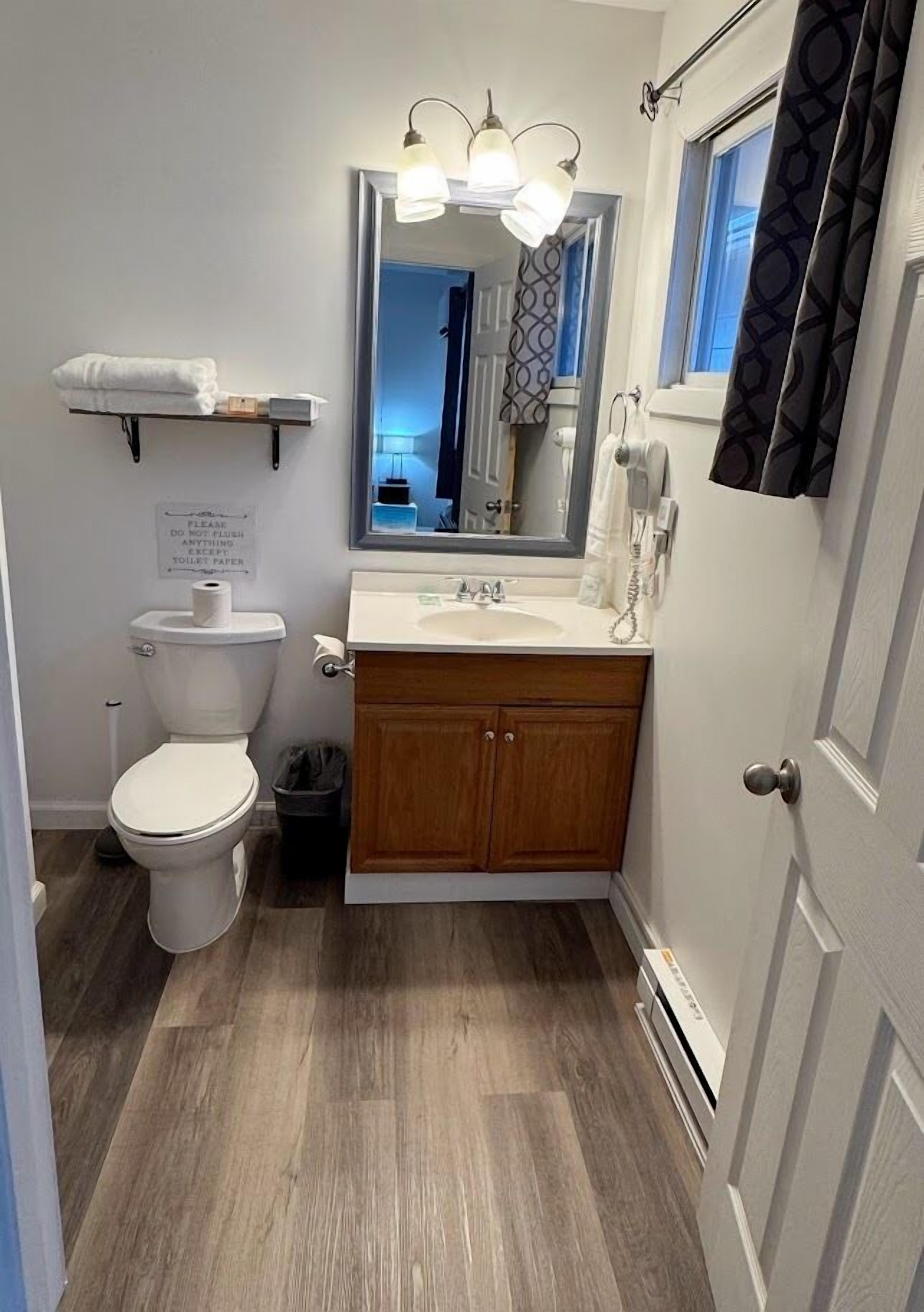 Deluxe Room, 1 King Bed, Non Smoking, Fireplace | Bathroom | Hair dryer, towels, soap, shampoo