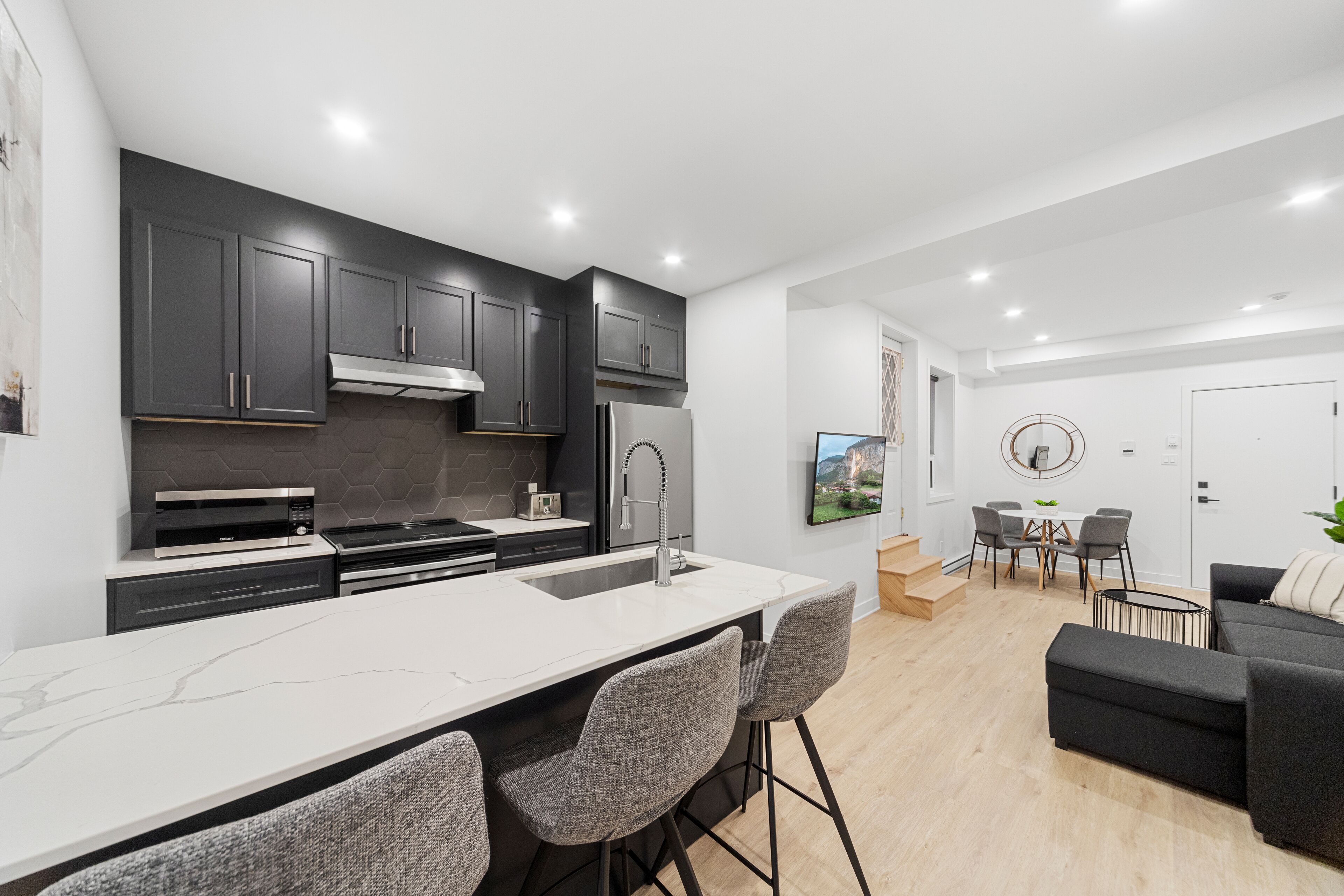 Premium Apartment | Living area | 60-inch Smart TV with cable channels, TV, Netflix