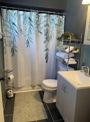 Hair dryer, towels, soap, shampoo - Eclectic Stay in Waterloo Arts District (Cleveland)