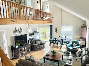 TV, DVD player, books, music library