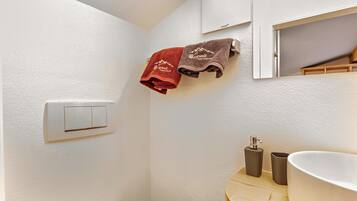 Ducha, secador de pelo, toallas