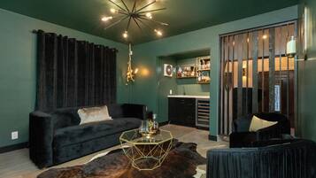 Villa, Multiple Beds, Patio, Garden View (Hidden Valley Pl) | Living area | 65-inch flat-screen TV with digital channels, TV, fireplace