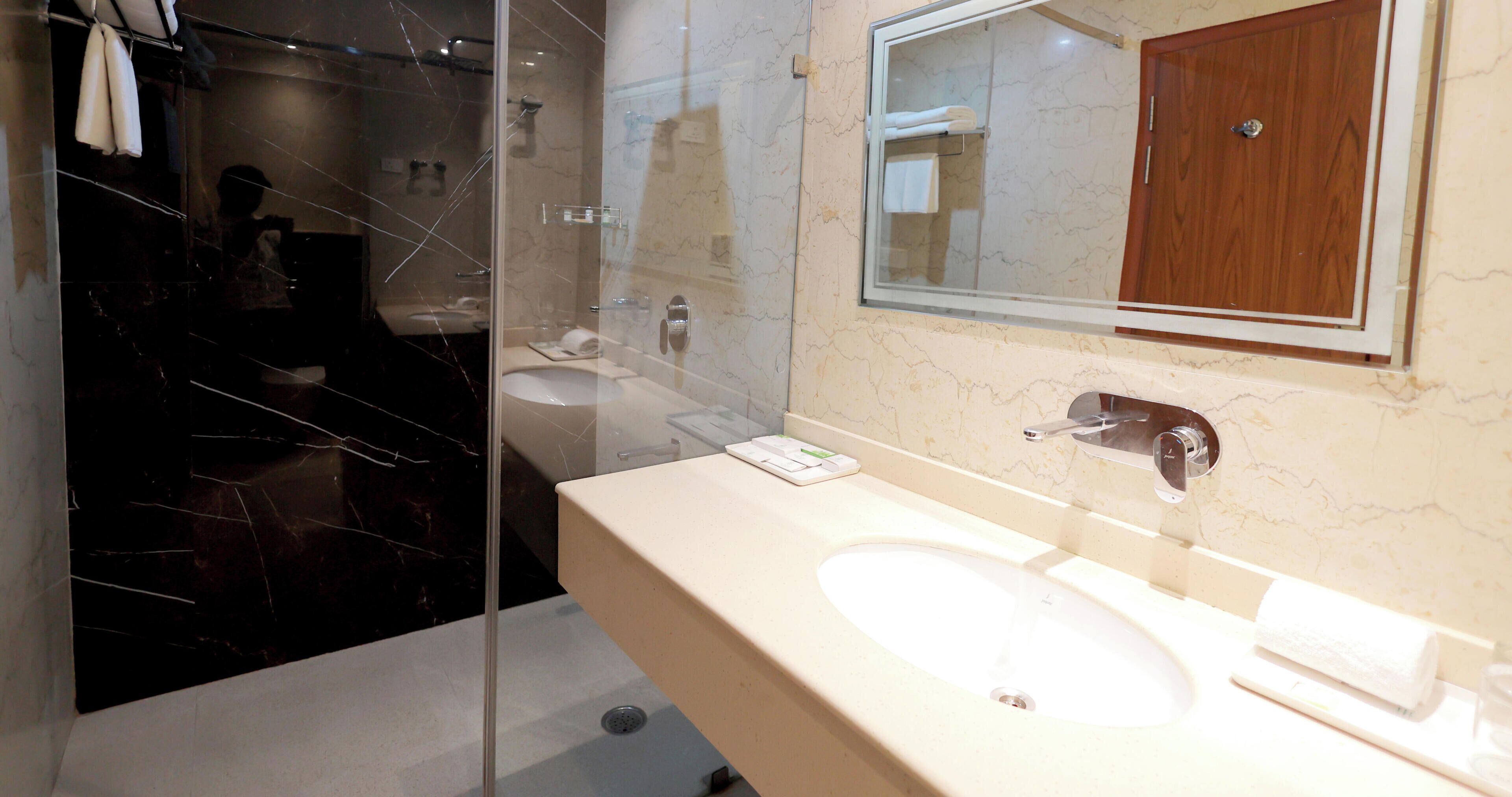 Premium Room (WITH MOUNTAIN VIEW) | Bathroom | Shower, rainfall showerhead, designer toiletries, hair dryer