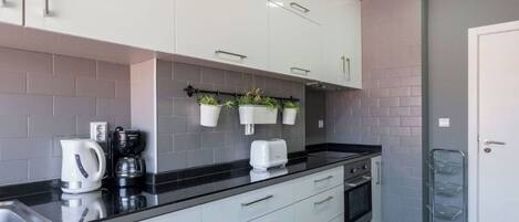 Kühlschrank, Mikrowelle, Ofen, Herdplatte