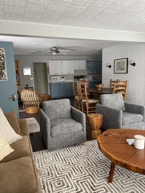 Fireplace - Centrally located spacious cottage just steps from beach and downtown! (Bayfield)