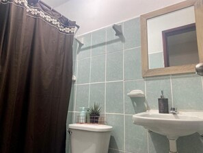 Ducha, toallas, jabón, shampoo