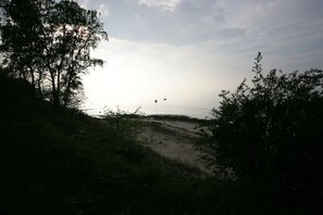 Beach nearby, sun loungers