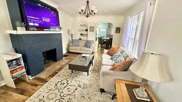 TV, fireplace, video games, Netflix