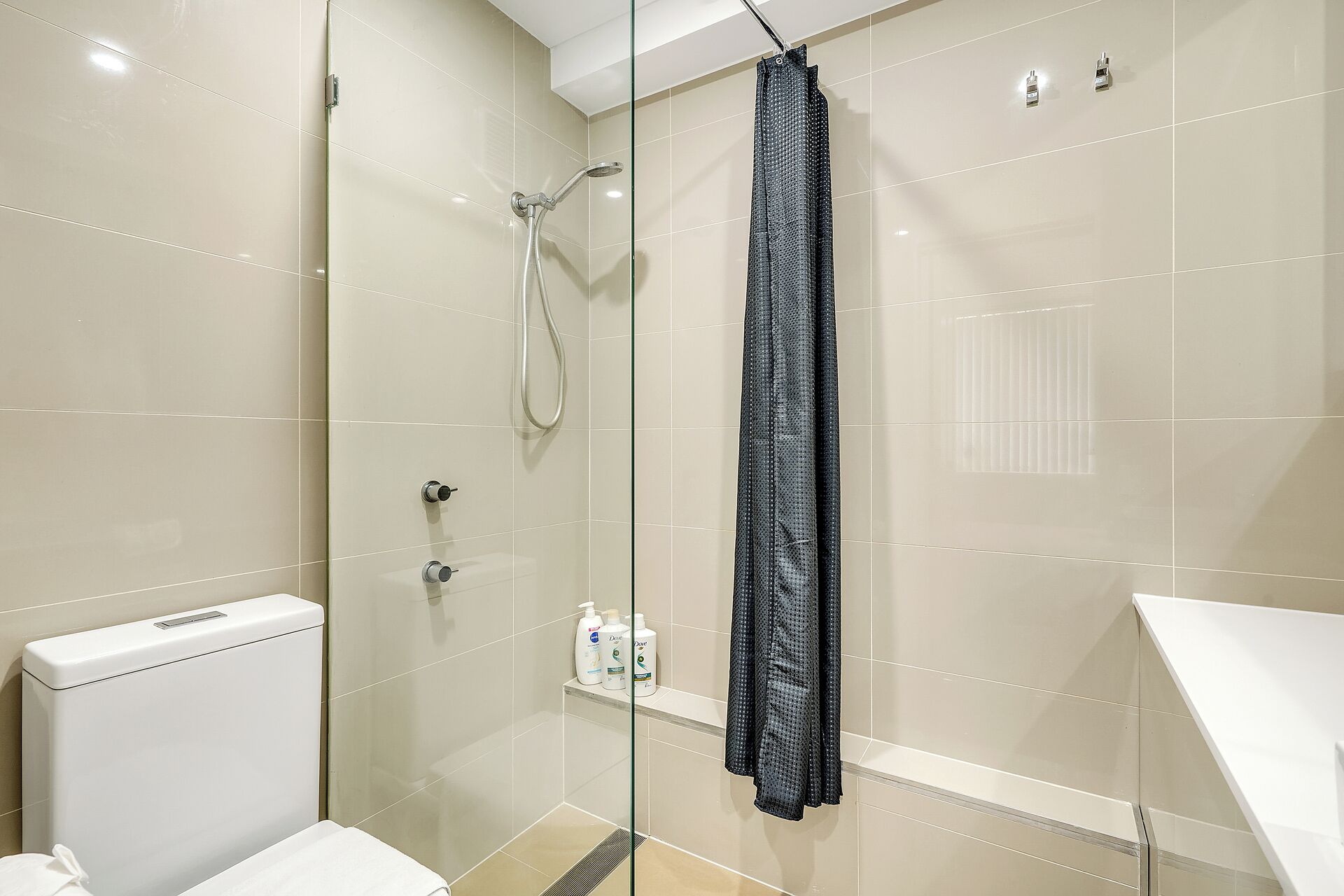 Dusche, Regendusche, Haartrockner, Shampoo