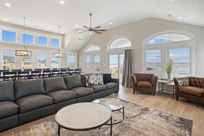TV, fireplace, video games, stereo