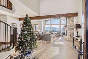 Flat-screen TV, fireplace, offices