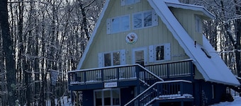 Lower level, cozy, dog friendly chalet in a wooded location-3 blocks from skiing